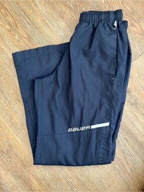 Bauer Black Boys/Girlss Warm Up Pants with Reflective Logo